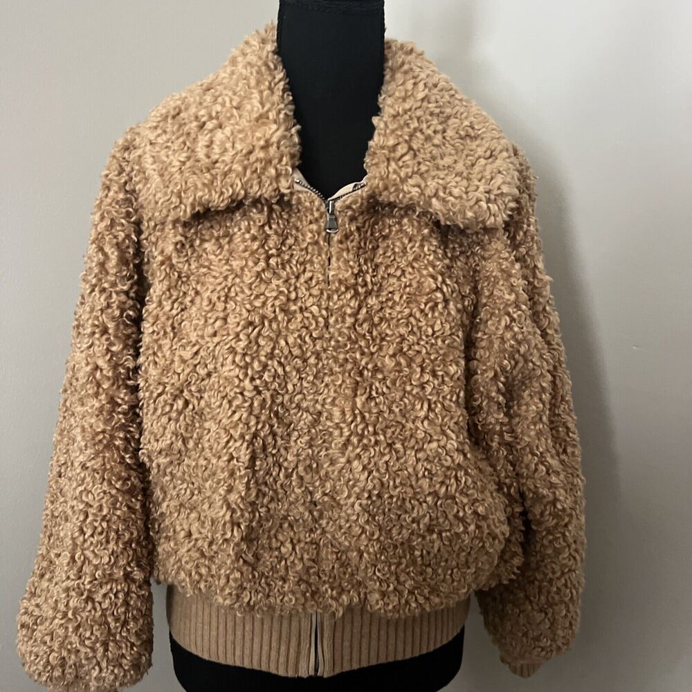 Rebecca Taylor La Vie Faux Shearling Jacket Bomber Jacket Size Medium - Picture 5 of 11